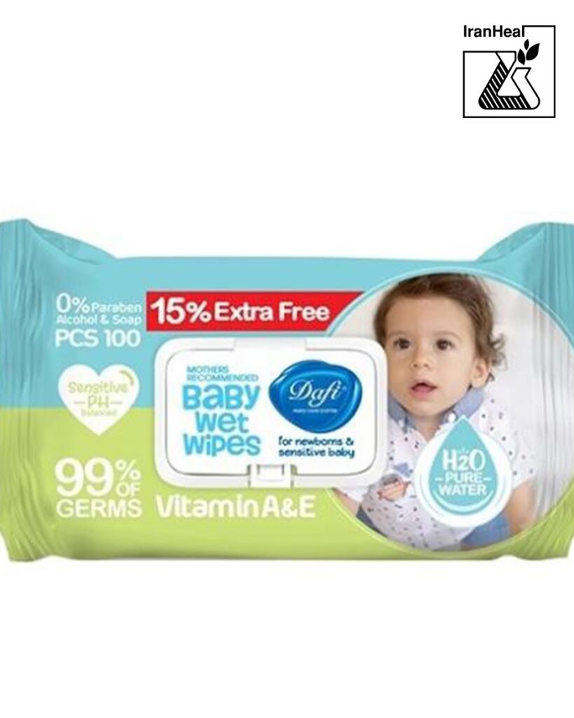 دستمال مرطوب کودک درب دار دافی 100 عددی