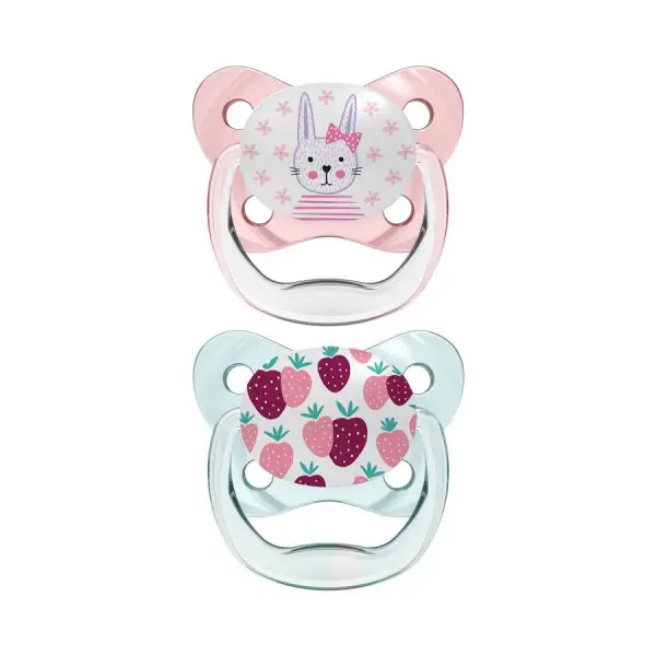 dr brown pacifier with strawberry and rabbit design