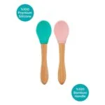 قاشق نوزادی ژله ای دسته چوبى با سیلیکون نرم و ضد حساسیت minikoioi scoop